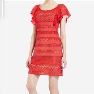 BCBG red lace mini dress